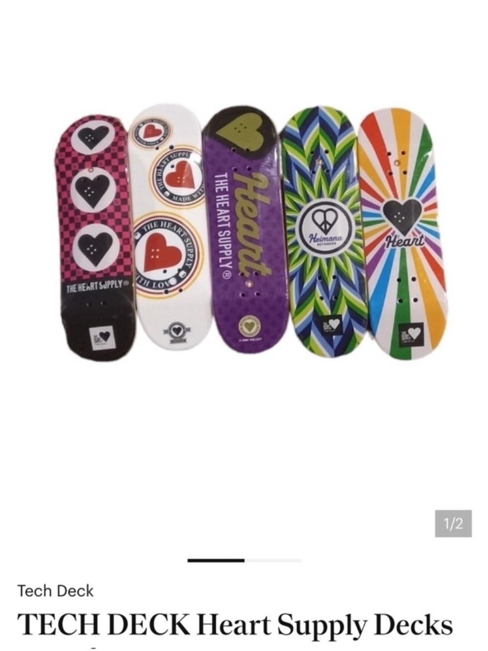 Tech Deck Heart Supply Mini Skateboard Decks - Multicolor Set of 5